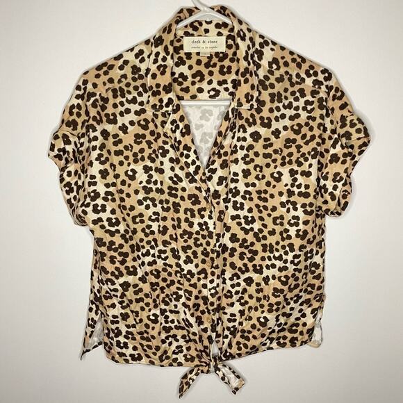 Anthropologie Cloth & Stone Tie Front Top Size S - Picture 1 of 5